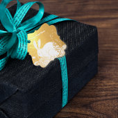 Elegantes weißes Kaninchen in Blume Gold Geschenkanhänger