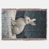 Elegantes weißes Kaninchen Weihnachtsschneewald Decke (Vorderseite)