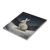 Elegantes weißes Kaninchen Weihnachtsschneewald Fliese (Seite)