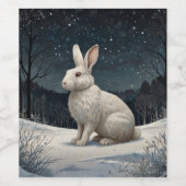 Elegantes weißes Kaninchen Weihnachtsschneewald Weinetikett (Einzelnes Label)