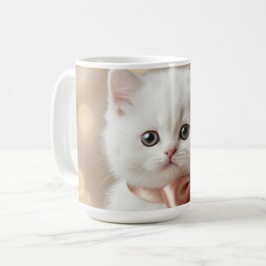 Elegantes Weißes Kätzchen Boutique Kaffeetasse (Vorderseite Links)