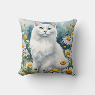 Elegantes Weißes Katzen Wasserfarbe mit Milchprodu Kissen