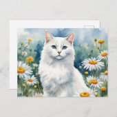 Elegantes Weißes Katzen Wasserfarbe mit Milchprodu Postkarte (Vorne/Hinten)
