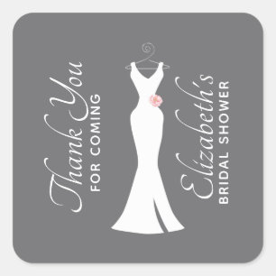 Elegantes weißes Kleid auf Grau - Stylische Bridal Quadratischer Aufkleber