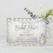 Elegantes Weißes Laternengebirge Rustikales Brautp Einladung (Stehend Vorderseite)