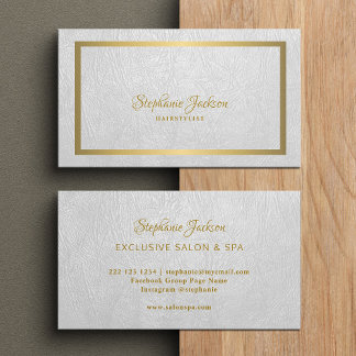 Elegantes weißes Leder goldener Rahmen professione Visitenkarte