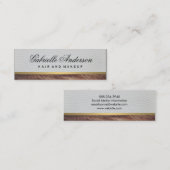 Elegantes weißes Leder Rustikales Holz mit Goldsch Mini Visitenkarte (Vorne/Hinten)