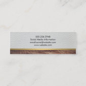 Elegantes weißes Leder Rustikales Holz mit Goldsch Mini Visitenkarte (Rückseite)