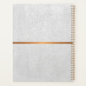 Elegantes, weißes Ledergold mit Monogramm Planer (Rückseite)