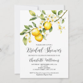 Elegantes Weißes Lemon Themed Brautparty Brunch Einladung