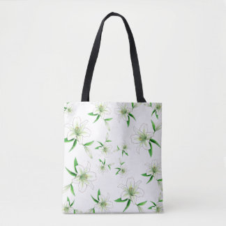 Elegantes weißes Lilies Botanisches Blumenmuster Tasche