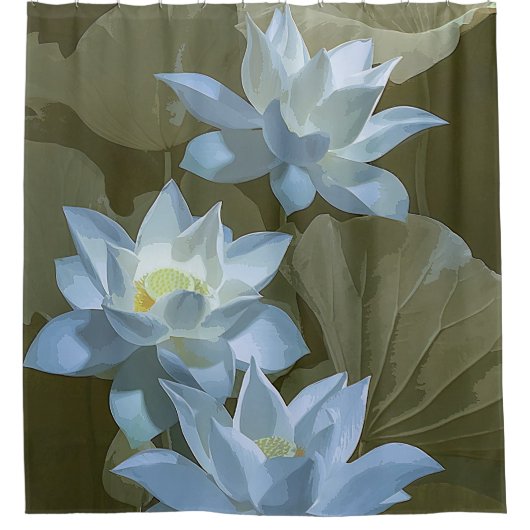 Elegantes weißes Lotus-Akrylkunstwerk | Duschvorhang (Vorderseite)