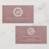 Elegantes weißes Mandala Art Om Logo Yoga Visitenkarte (Vorne/Hinten)