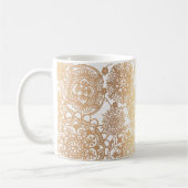Elegantes, weißes Mandala-Muster Kaffeetasse (Links)