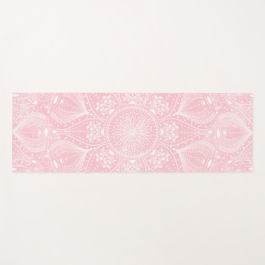 Elegantes weißes Mandala-rosa Design Yogamatte (Vorderseite (Horizontal))