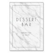 Elegantes weißes Marmor-Dessertbar-Schild Tischnummer (Rückseite)