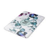 Elegantes weißes Marmor Eukalyptus foliage Monogra Badematte (Schrägansicht)