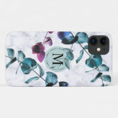 Elegantes weißes Marmor Eukalyptus foliage Monogra Case-Mate iPhone Hülle (Rückseite (Horizontal))