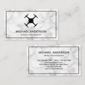 Elegantes weißes Marmor Moderne Drohnenfotografie Visitenkarte (Vorne/Hinten)