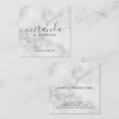 Elegantes, weißes Marmor Modernes Skript Quadratische Visitenkarte (Vorne/Hinten)