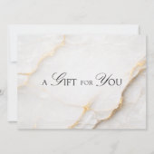 Elegantes weißes Marmor-QR-Code-Geschenkgutschein (Vorderseite)