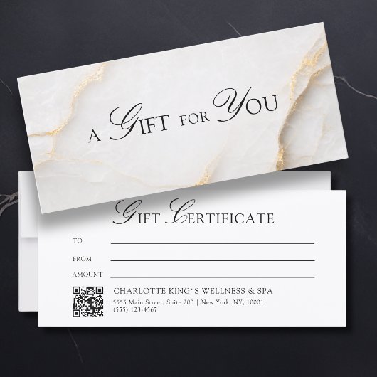 Elegantes weißes Marmor-QR-Code-Geschenkgutschein