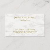 Elegantes, weißes Marmor-Template aus Gold Visitenkarte (Rückseite)
