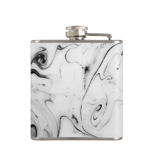 Elegantes weißes Marmorbild Flachmann (Rückseite)