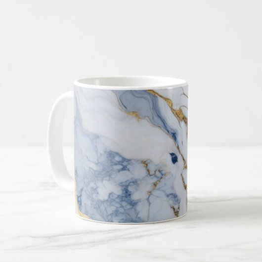 Elegantes, weißes Marmorgranitmuster Kaffeetasse (Vorderseite Links)