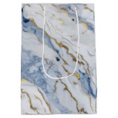 Elegantes, weißes Marmorgranitmuster Mittlere Geschenktüte (Rückseite)