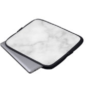 Elegantes, weißes Marmormuster Laptopschutzhülle (Vorne Knopf)