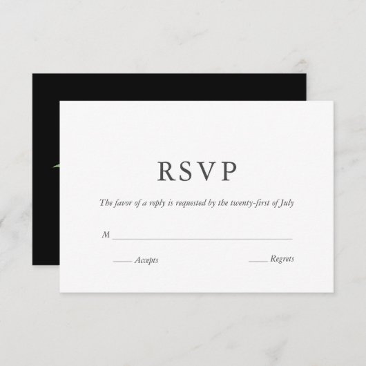 Elegantes, weißes, modernes Monogramm gestrichenes RSVP Karte (Vorne/Hinten)