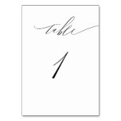 Elegantes weißes, modernes Script Nr. 1 Hochzeit Tischnummer (Vorderseite)