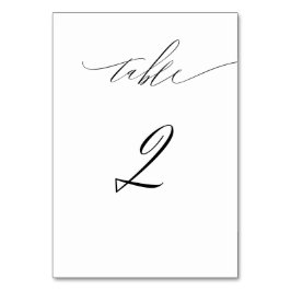 Elegantes weißes, modernes Script Nr. 2 Wedding Tischnummer