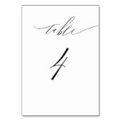 Elegantes weißes, modernes Script Nr. 4 Wedding Tischnummer (Rückseite)