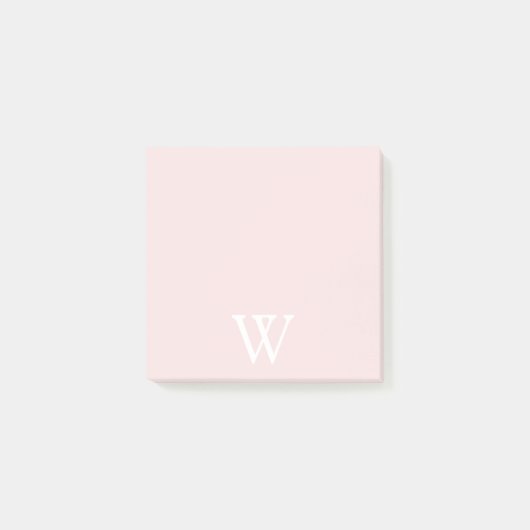 Elegantes weißes Monogramm, anfänglich blush Pink Post-it Klebezettel (Vorderseite)