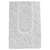 Elegantes weißes Muster Mittlere Geschenktüte (Rückseite)