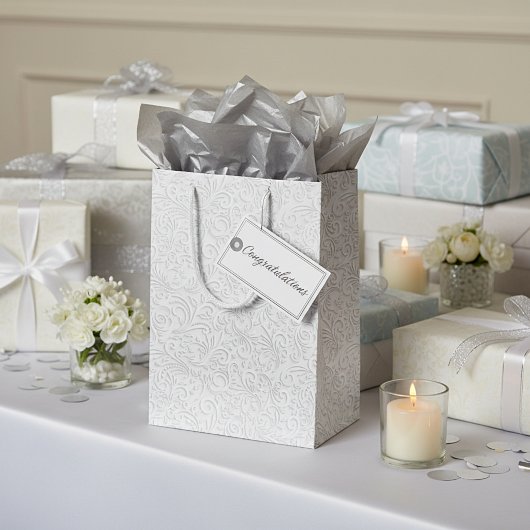 Elegantes weißes Muster Mittlere Geschenktüte