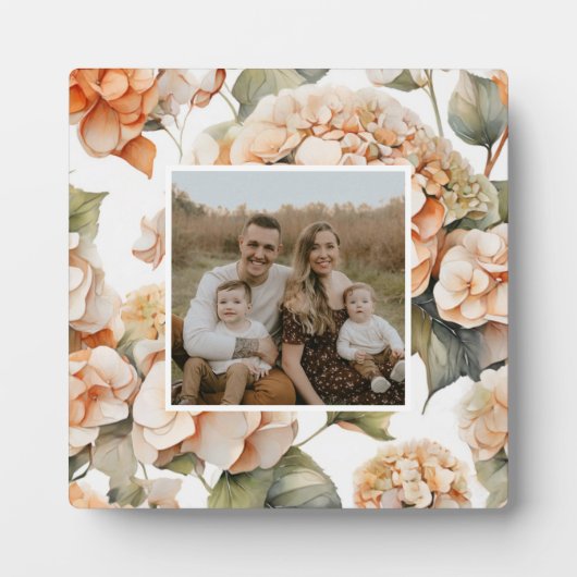 Elegantes, weißes, orangefarbenes Barockblau Fotoplatte (Vorderseite)