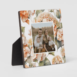 Elegantes, weißes, orangefarbenes Barockblau Fotoplatte