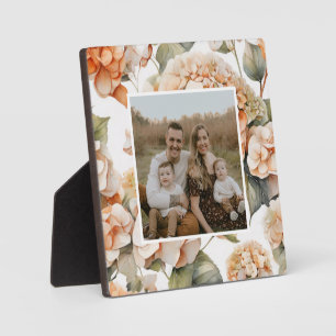 Elegantes, weißes, orangefarbenes Barockblau Fotoplatte