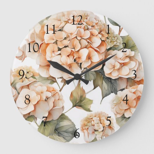 Elegantes, weißes, orangefarbenes Barockblau Große Wanduhr (Vorderseite)