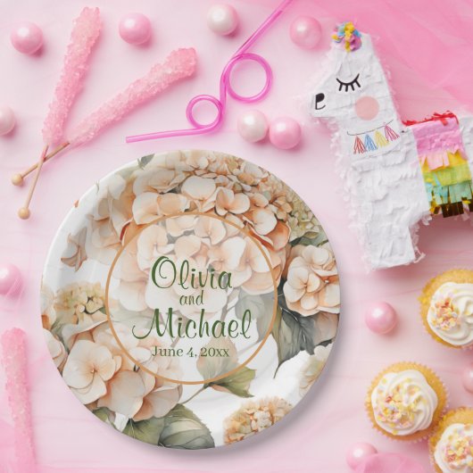 Elegantes, weißes, orangefarbenes Barockblau Pappteller (Party)