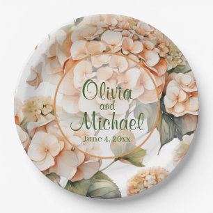 Elegantes, weißes, orangefarbenes Barockblau Pappteller