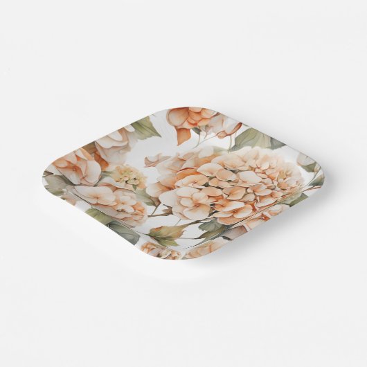 Elegantes, weißes, orangefarbenes Barockblau Pappteller (Gewinkelt)