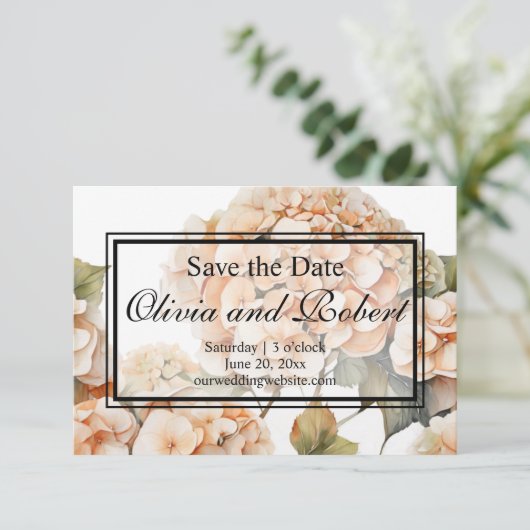 Elegantes, weißes, orangefarbenes Barockblau Save The Date (Stehend Vorderseite)