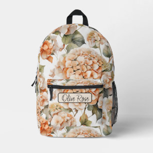 Elegantes weißes orangefarbenes Boho Monogramm Bedruckter Rucksack