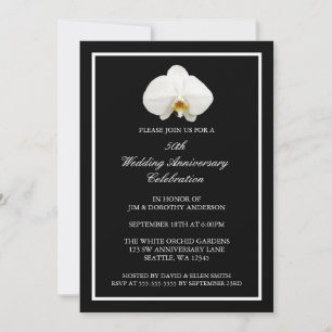 Elegantes weißes Orchid 50. Hochzeitstag Einladung