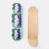 Elegantes weißes Orchid-Aquarellbild Skateboard (Vorderseite)