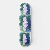 Elegantes weißes Orchid-Aquarellbild Skateboard (Vorderseite)